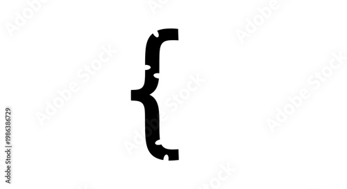 Curly Bracket Symbol on White Background.