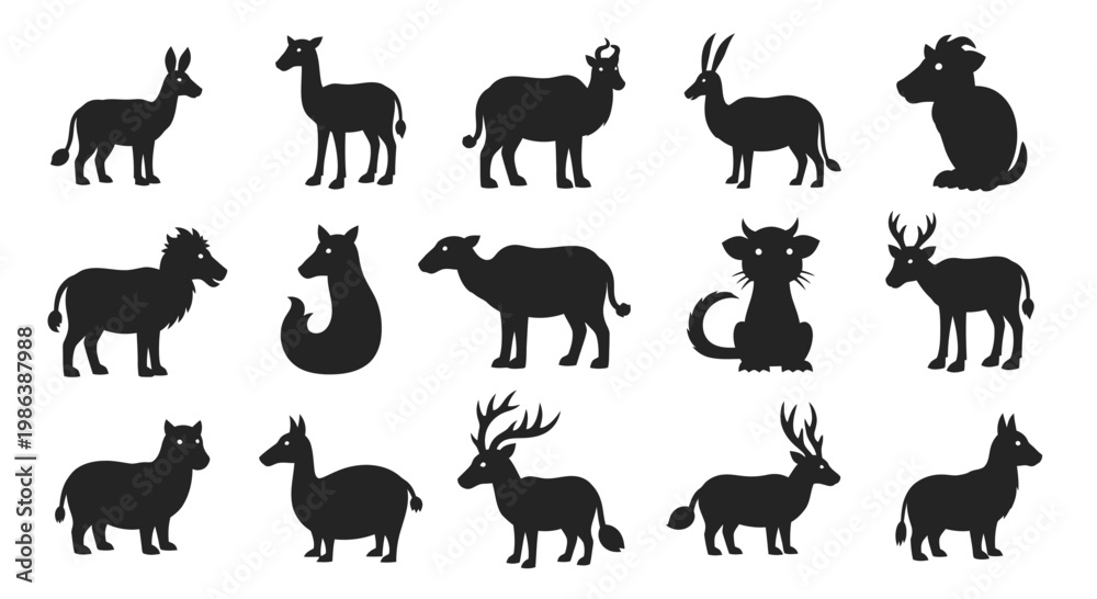 Obraz premium Set of Various Wild Animal Silhouettes