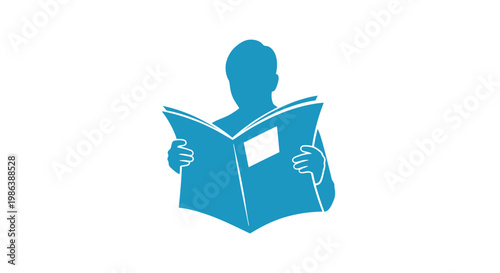 Silhouette of Person Reading a Book.