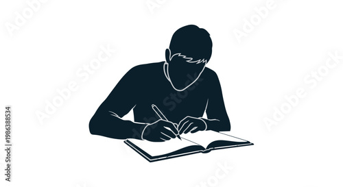 Man Writing in a Notebook.