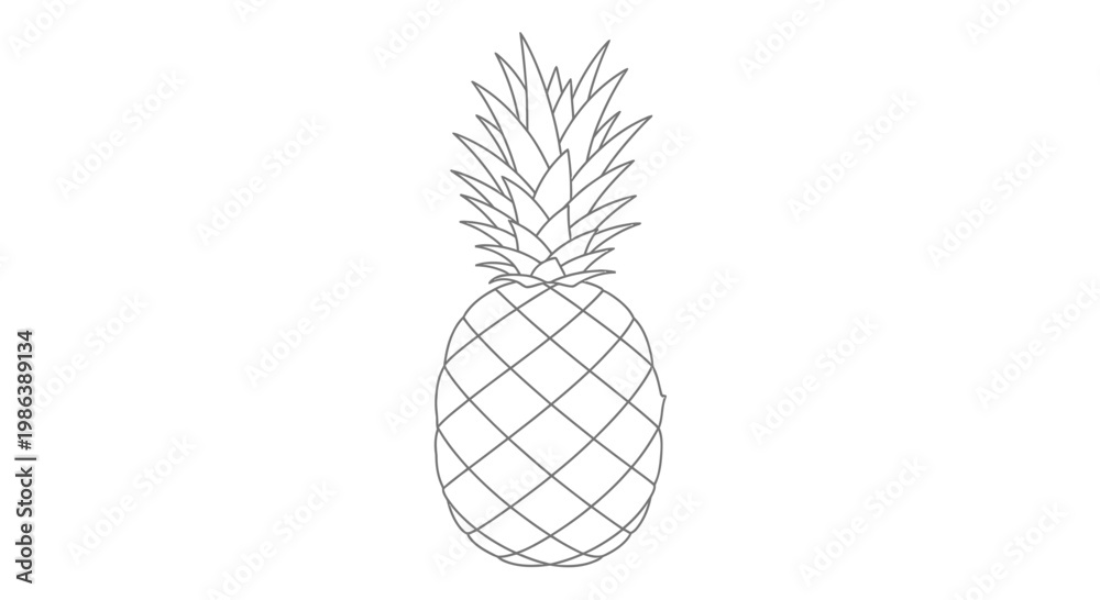 Obraz premium Simple Pineapple Line Art Illustration