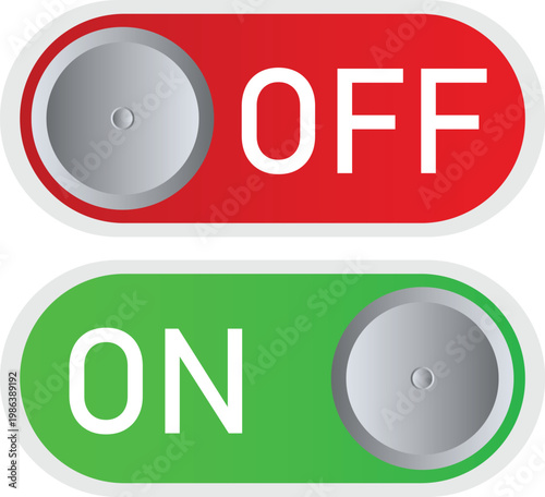 On/Off Switch: Conceptual design featuring an ON switch illuminated in green, juxtaposed with an OFF switch in red, signifying the essence of control and power