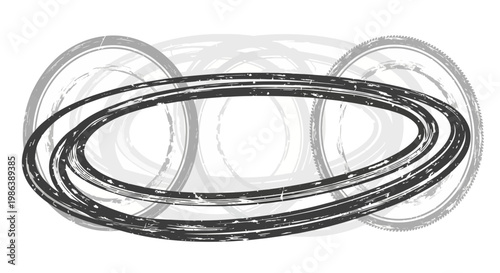 Abstract Grunge Elliptical Rings Graphic Design