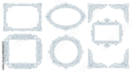 Collection of ornate vintage decorative frames and corners