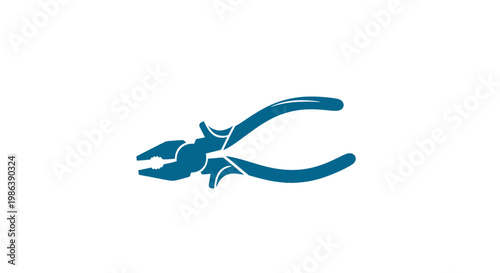 Blue Pliers Tool Isolated on White.