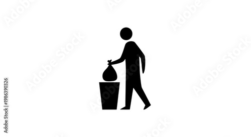 Person Throwing Trash in Bin Silhouette.