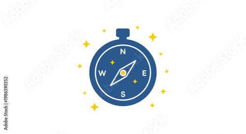 Blue Compass with Stars Navigation Tool.