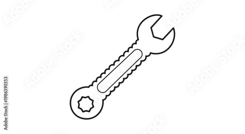 Adjustable Wrench Tool Isolated on White.