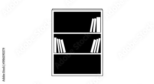 Simple Black Bookshelf with White Books.
