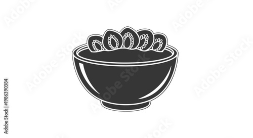Black and White Illustration of Bowl.