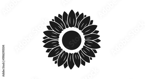 Black and White Sunflower Illustration Design.