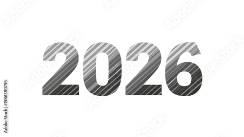 2026 Number with Diagonal Stripes Design.