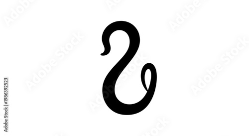 Black Snake Silhouette Isolated on White.