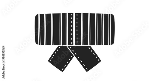 Black Belt with White Stripes Illustration.