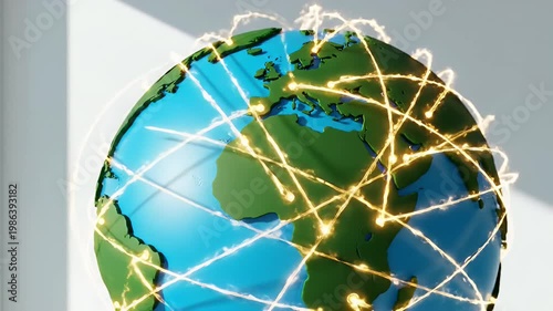 Close-up Globe Displaying Africa, Europe, and Asia with Lush Green Continents and Oceanic Blues