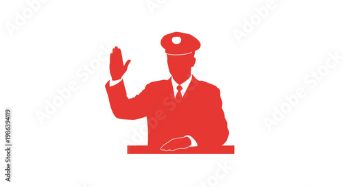 Conductor Waving Hand in Uniform.