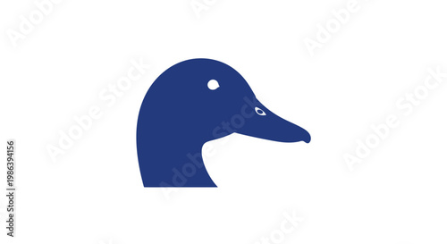 Blue Duck Head Illustration Simple Design.