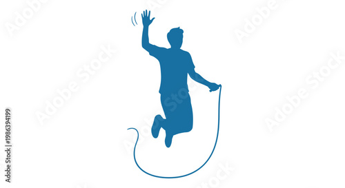 Silhouette of Man Jumping with Rope.