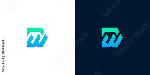 Modern abstract letter D and W logo design, minimalist and geometric, suitable for technology and business branding