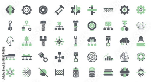 Set of technical and industrial icons
