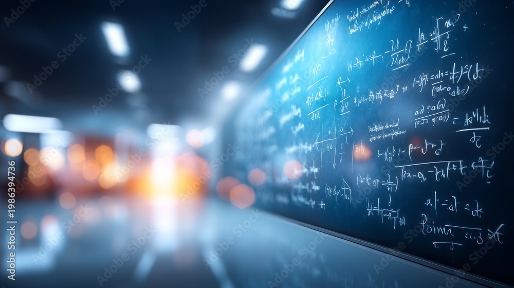 Fototapeta premium Classroom Chalkboard with Mathematical Equations in Dual State Presentation