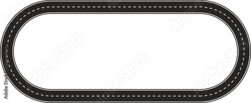 Abstract Racetrack Design: A sleek, top-down view of a racetrack with a distinct oval design, rendered in a modern and minimalist style.