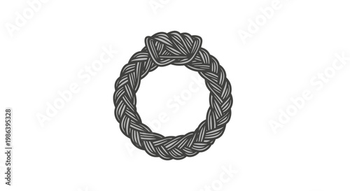 Black Braided Rope Ring Illustration.