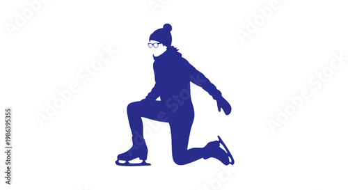 Woman Ice Skating Silhouette Winter Sport.