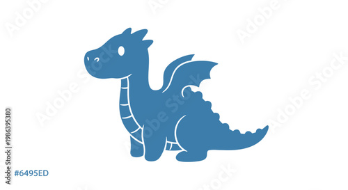 Blue Cartoon Dragon with White Outlines.