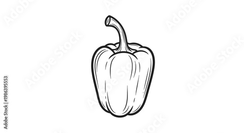 Simple Line Drawing of a Pepper.