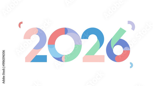 Colorful 2026 Typography with Abstract Design.