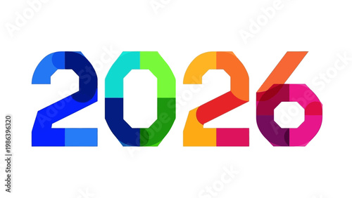 Colorful 2026 Number Typography Design Element.