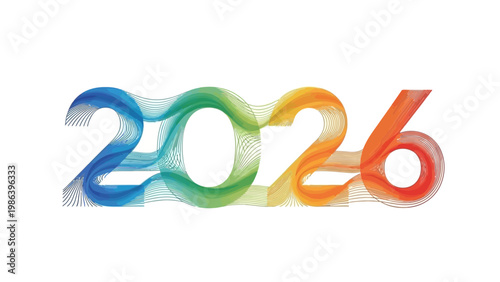 Colorful 2026 Number Typography Design Element.