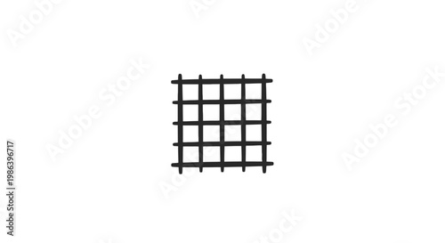 Black Metal Grid Pattern on White.