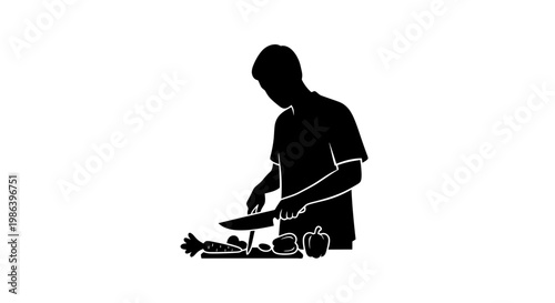 Man Cooking Food on Outdoor Grill.
