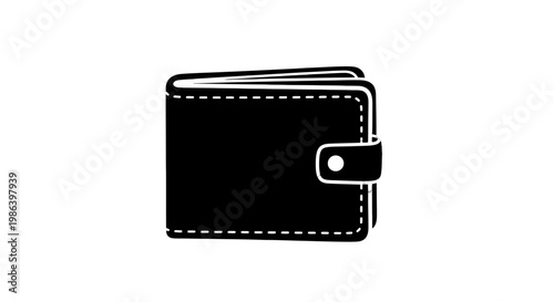 Black Leather Wallet with Snap Closure.