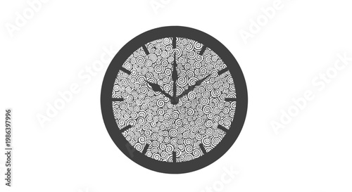 Black and White Clock Face Closeup.