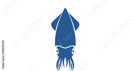 Photos Blue Squid Illustration with Tentacles.
