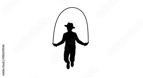 Man Jumping Rope Silhouette Fitness Activity.