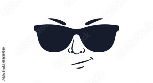 Illustration of face wearing sunglasses.