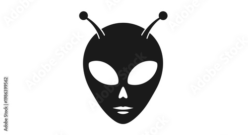 Alien Mask with Antennae Illustration Design.
