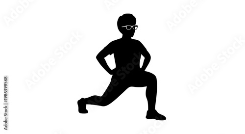 Silhouette of a man stretching legs.