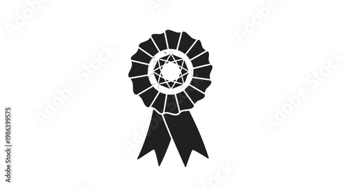 Black and White Rosette Award Ribbon.