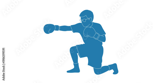 Boxer Throwing Punch in Action Pose.