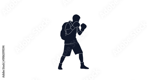 Boxer in Fighting Stance with Gloves.