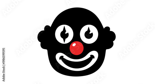 Black Clown Face with Red Nose.