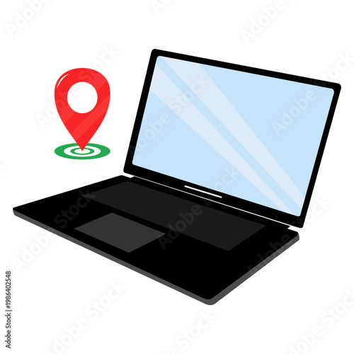 Laptop with maps icon, navigation (2)
