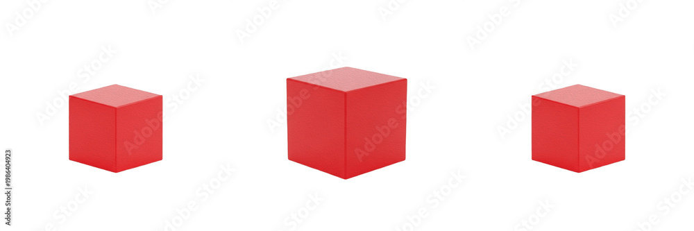 Fototapeta premium Red Cube 3D PNG - Geometric Square Block for Graphic Design