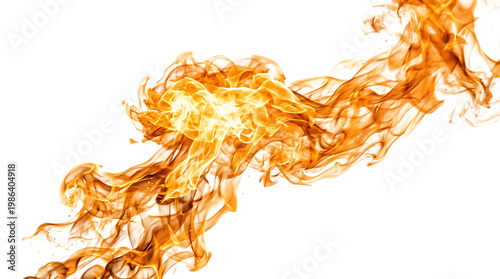 Bright orange fire swirl against black background flame