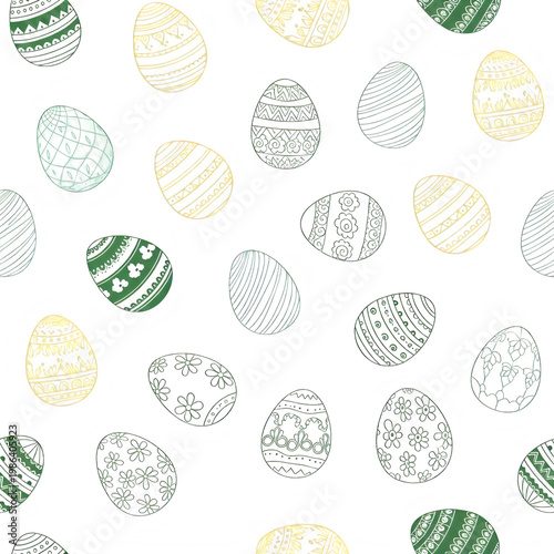 Easter egg seamless pattern. Pastel color, texture of holiday eggs. Simple abstract decorative template for Easter celebration. Stylized cute wallpaper with ornament, postcard, fabric. Seamless sketch